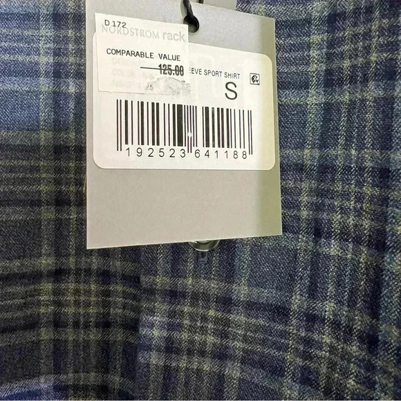 Hickey Freeman Flannel Sport Shirt, NWT - Mens Small- Blue Plaid - Picture 4 of 12